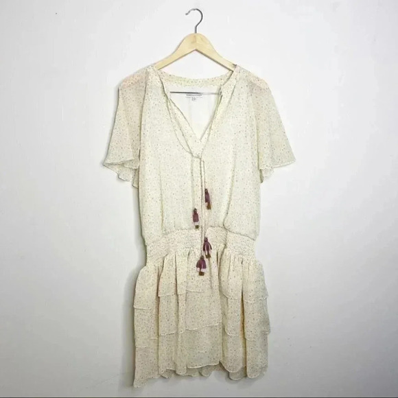 Rebecca Minkoff Off White Multi Pebble Tassel-neck Floral Dress Size Large - Picture 10 of 11